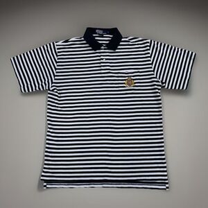 Vintage Polo Ralph Lauren Black And White Striped Polo Shirt Embroidered Sizs L